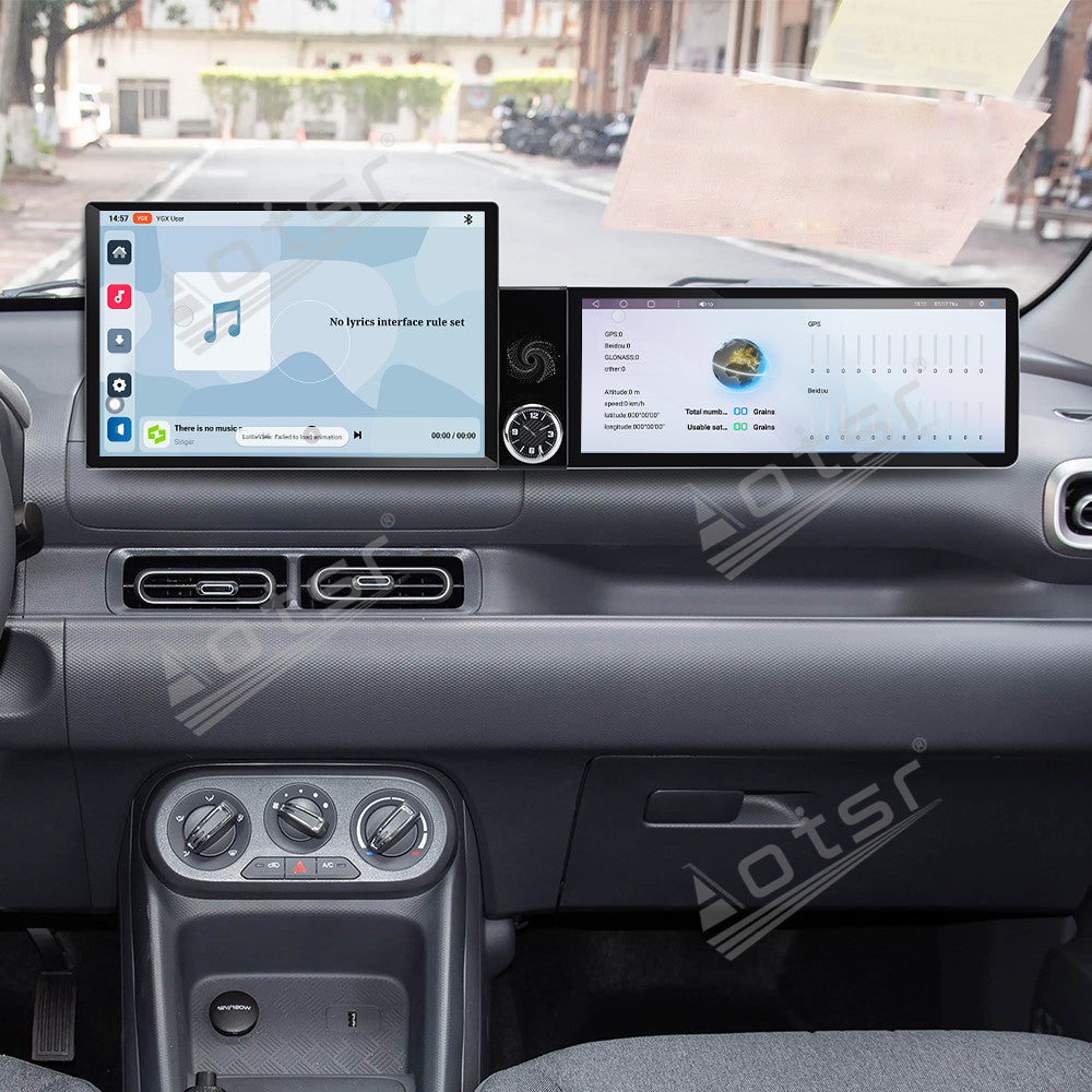 Aotsr Dual Screen 13.1 inch+12.3 inch Android 15 Carplay Car Radio for Wuling Hongguang EV 2025-2026 Car GPS Navigation Multimedia