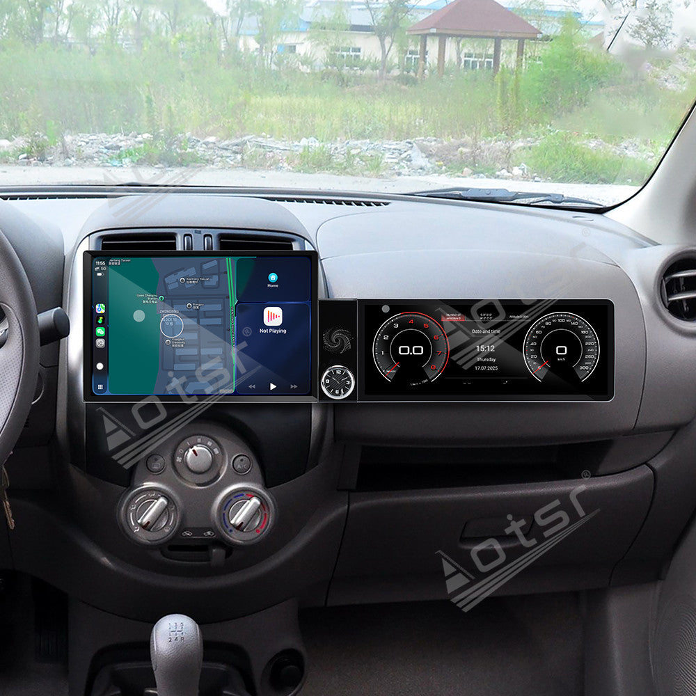 Aotsr Dual Screen 13.1 inch+12.3 inch Android 15 Carplay Car Radio for Nissan Sunny 2011-2013 Car GPS Navigation Multimedia