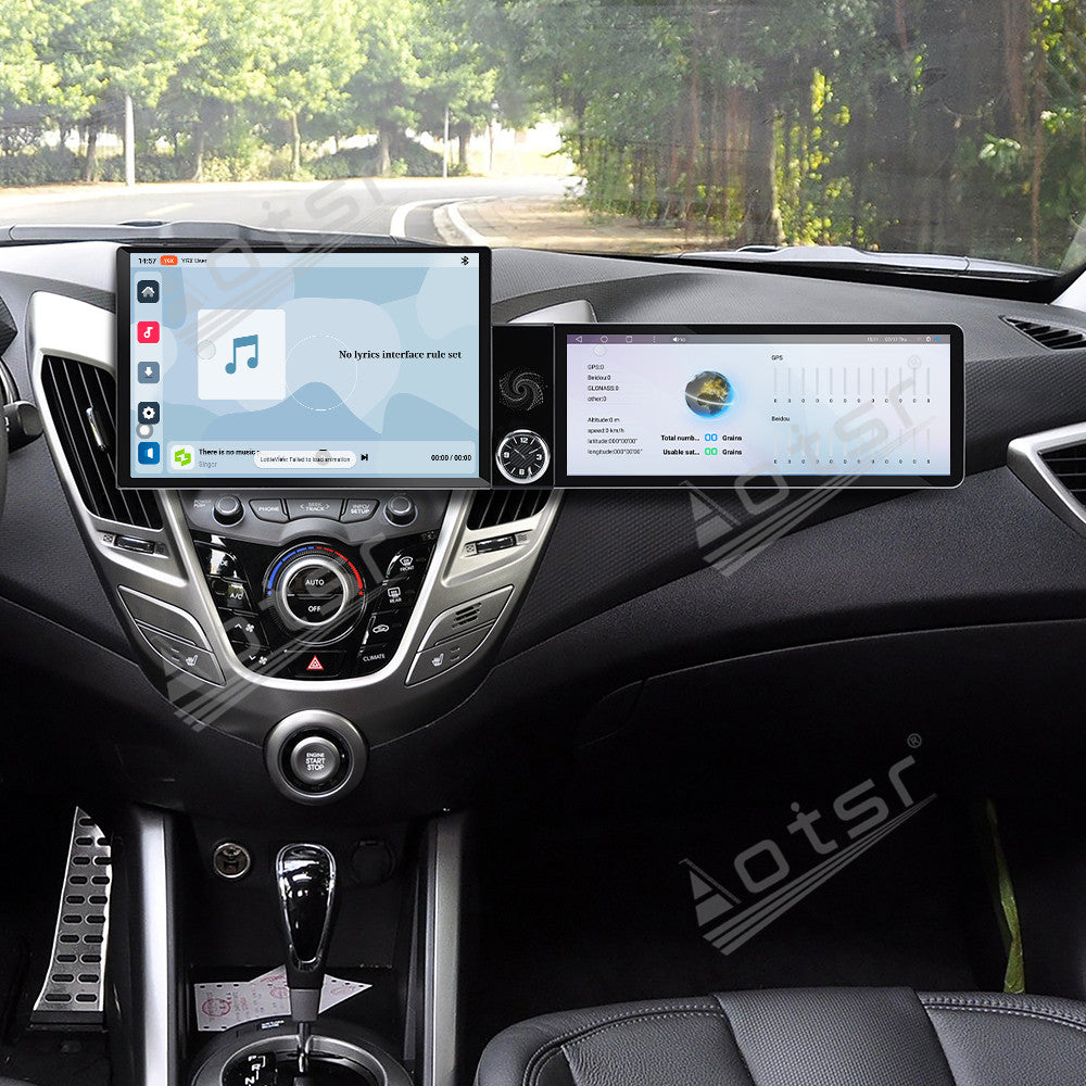 Aotsr Dual Screen 13.1 inch+12.3 inch Android 15 Carplay Car Radio for Hyundai Veloster 2011-2017 Car GPS Navigation Multimedia