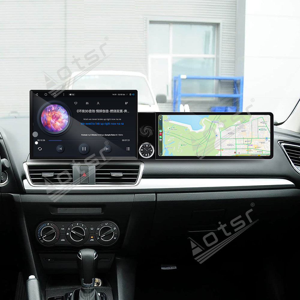 Aotsr Dual Screen 13.1 inch+12.3 inch Android 15 Carplay Car Radio for Mazda 3 2010-2015 Car GPS Navigation Multimedia