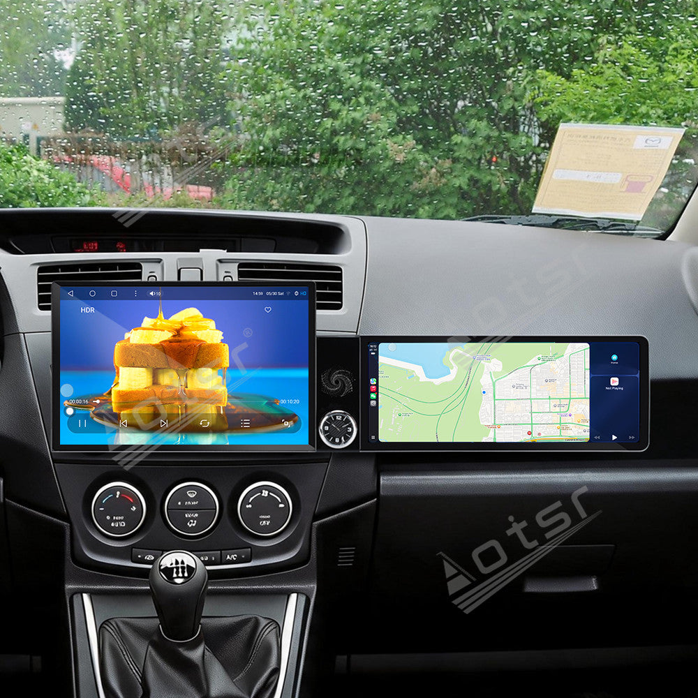 Aotsr Dual Screen 13.1 inch+12.3 inch Android 15 Carplay Car Radio for Mazda 5 2011-2015 Car GPS Navigation Multimedia