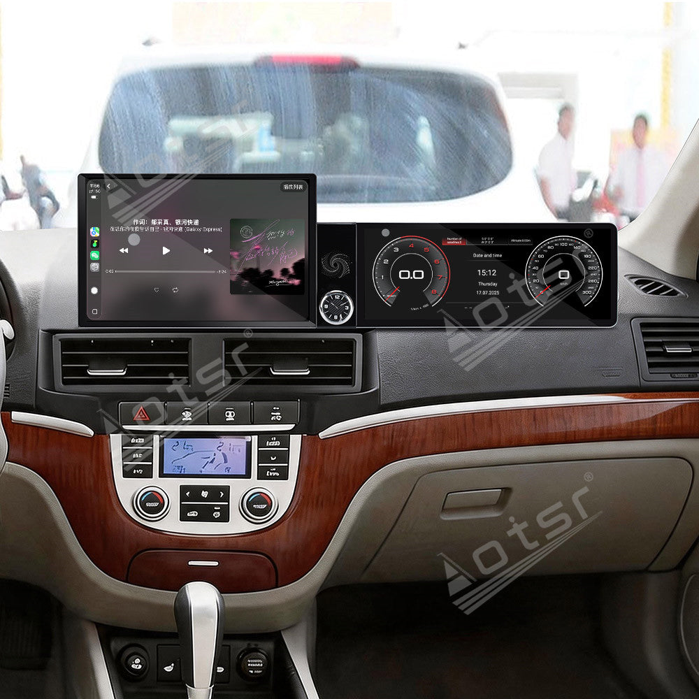 Aotsr Dual Screen 13.1 inch+12.3 inch Android 15 Carplay Car Radio for Hyundai Santa Fe 2006-2012 Car GPS Navigation Multimedia