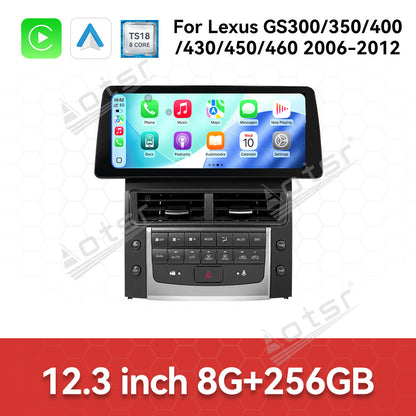 Aotsr 12.3 inch Android 15 Carplay Car Radio for Lexus GS300/350/400/430/450/460 2006-2012 Car GPS Navigation Multimedia