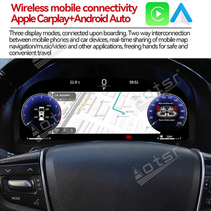 12.3 inch For TOYOTA Alphard 30 A30 Vellfire 2015-2022 Full LCD Digital Cluster Instrument Virtual Cockpit Dashboard Speedometer