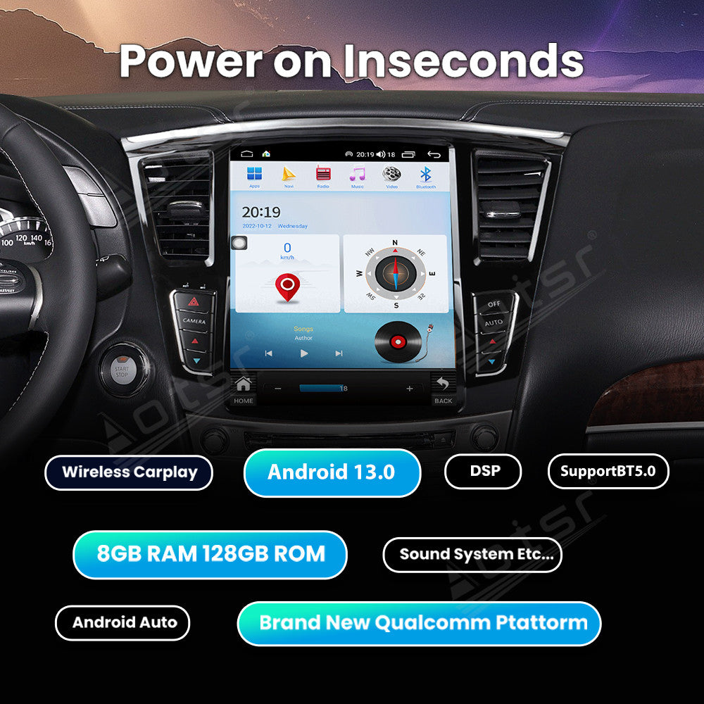 For Infiniti QX60（2012-2020） 12.1 Inch Tesla-style Carplay Screens