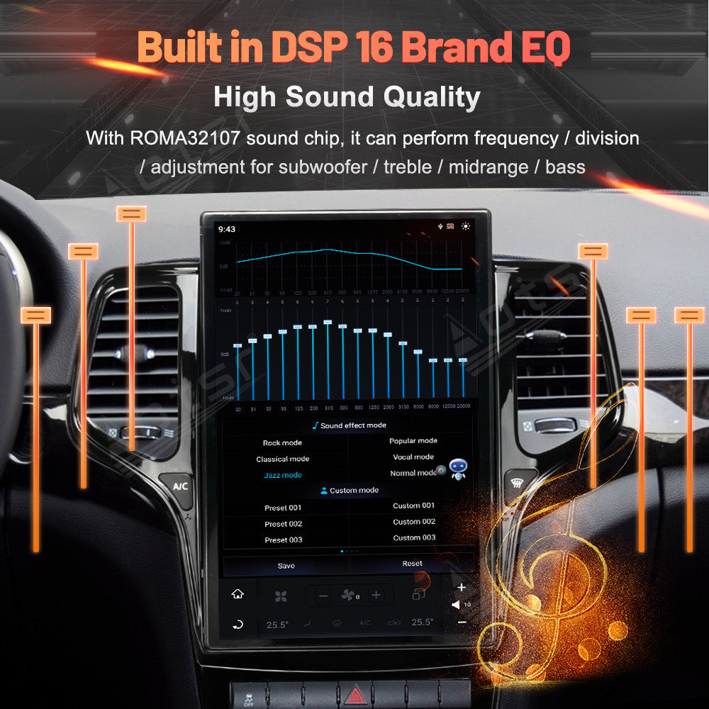 For Jeep Grand Cherokee 14.4 Inch Tesla-style Carplay Screens （2011-2013）