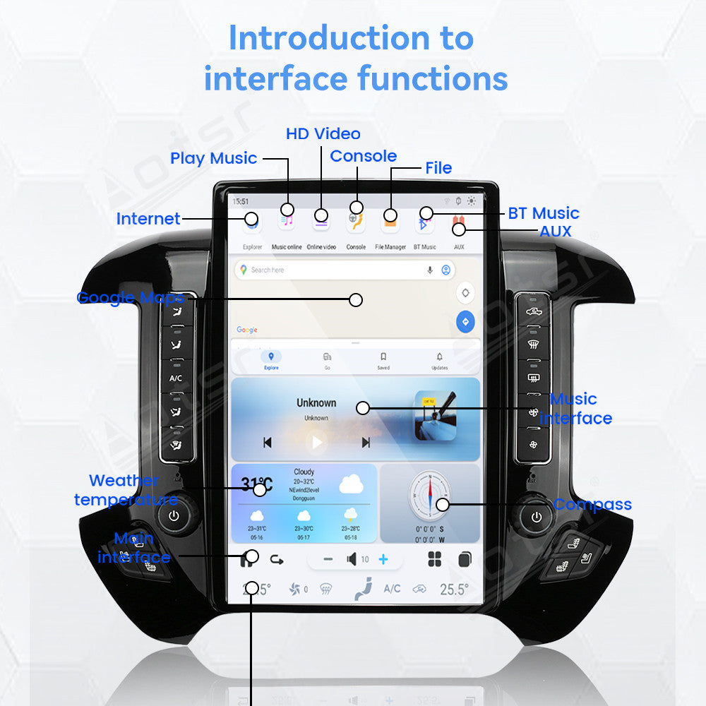 For Chevrolet Silverado 14.4 Inch Tesla-style Carplay Screens (2012-2020)