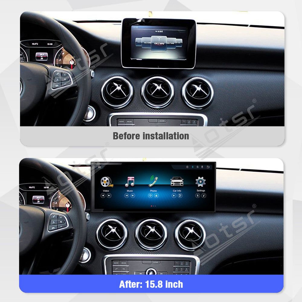 Aotsr 15.8 inch Linux Carplay Screen for Mercedes Benz A/GLA X156 2015-2019 NTG5.0 IPS Touch Stereo Unit Multi Storage 4G DSP BT5.0 GPS