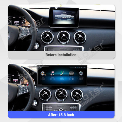 Aotsr 15.8 inch Linux Carplay Screen for Mercedes Benz A/GLA X156 2015-2019 NTG5.0 IPS Touch Stereo Unit Multi Storage 4G DSP BT5.0 GPS