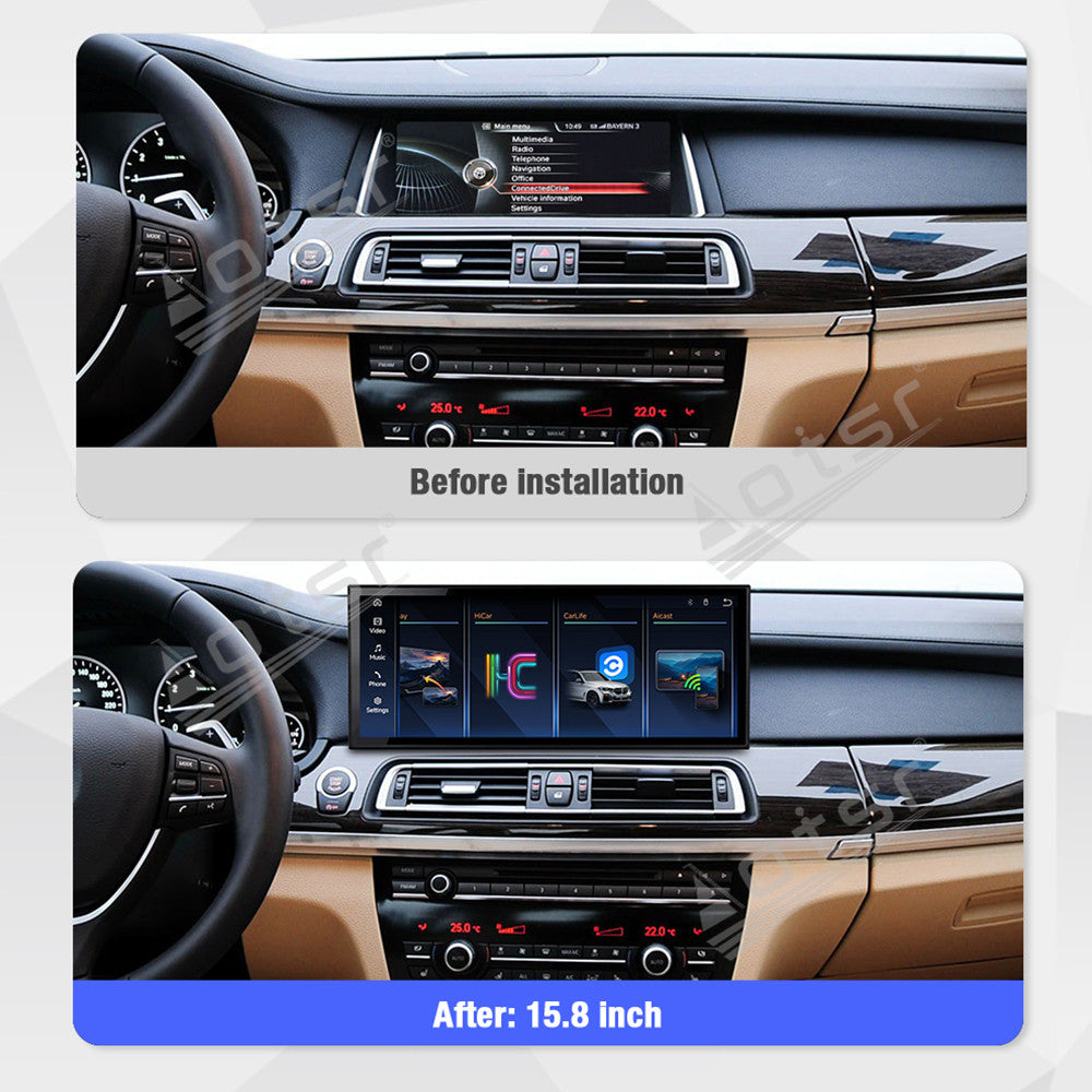 Aotsr 15.8 inch Linux Carplay Screen for BMW 7 Series F01 F02 F03 2011-2017 NBT IPS Touch Stereo Unit Multi Storage 4G DSP BT5.0 GPS