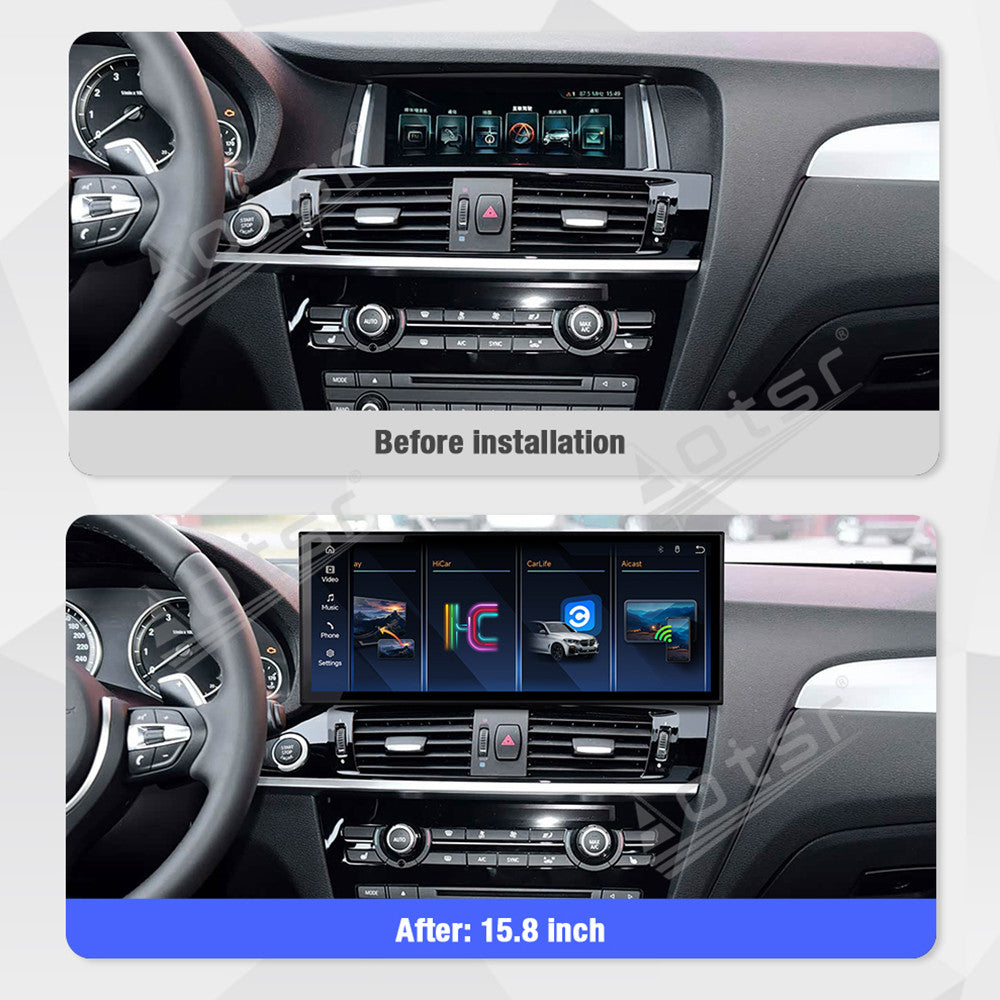 Aotsr 15.8 inch Linux Carplay Screen for BMW X3/X4 2011-2019 CIC IPS Touch Stereo Unit Multi Storage 4G DSP BT5.0 GPS