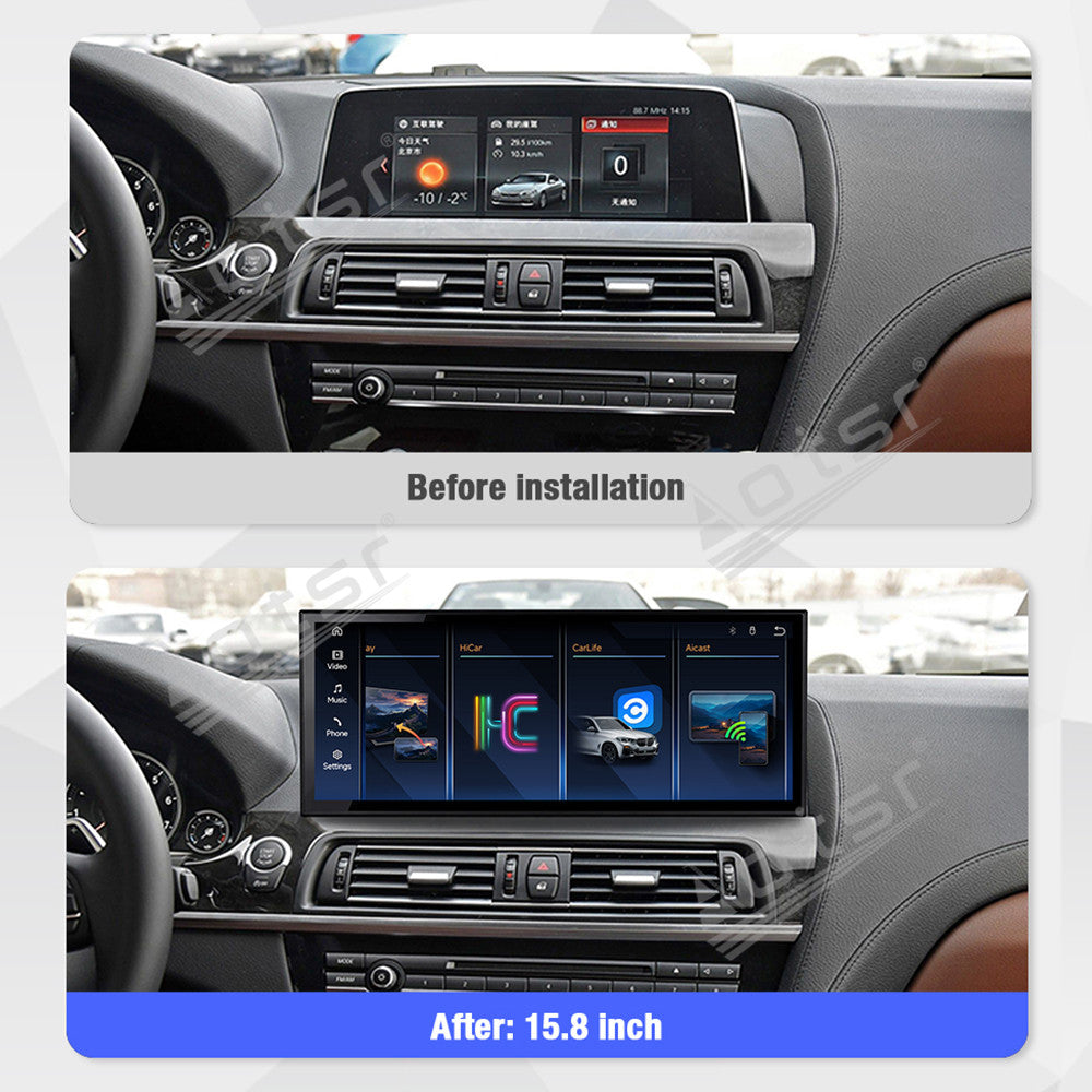 Aotsr 15.8 inch Linux Carplay Screen for BMW 6 Series F06 F12 2013-2017 NBT IPS Touch Stereo Unit Multi Storage 4G DSP BT5.0 GPS