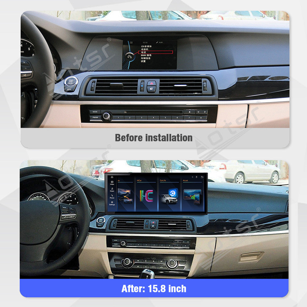 Aotsr 15.8 inch Linux Carplay Screen for BMW 5 Series F10 2011-2017 CIC NBT IPS Touch Stereo Unit Multi Storage 4G DSP BT5.0 GPS