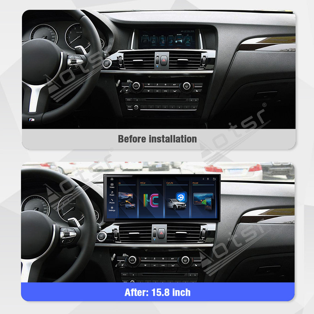 Aotsr 15.8 inch Linux Carplay Screen for BMW X3(F30;F31;F34;F35)2016-2018 EVO IPS Touch Stereo Unit Multi Storage 4G DSP BT5.0 GPS