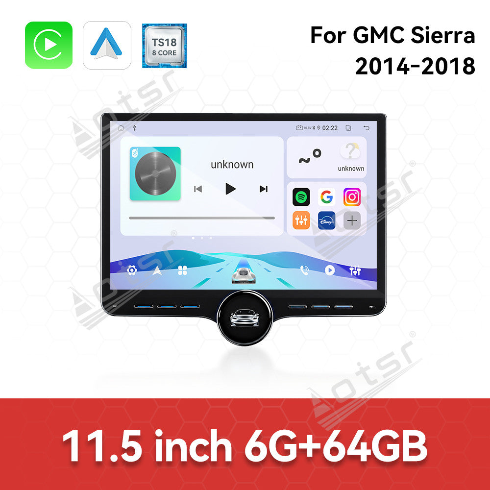 Aotsr 11.5 inch Android Car Radio for GMC Sierra 2014-2018 display touchscreen, dual DIN car audio system