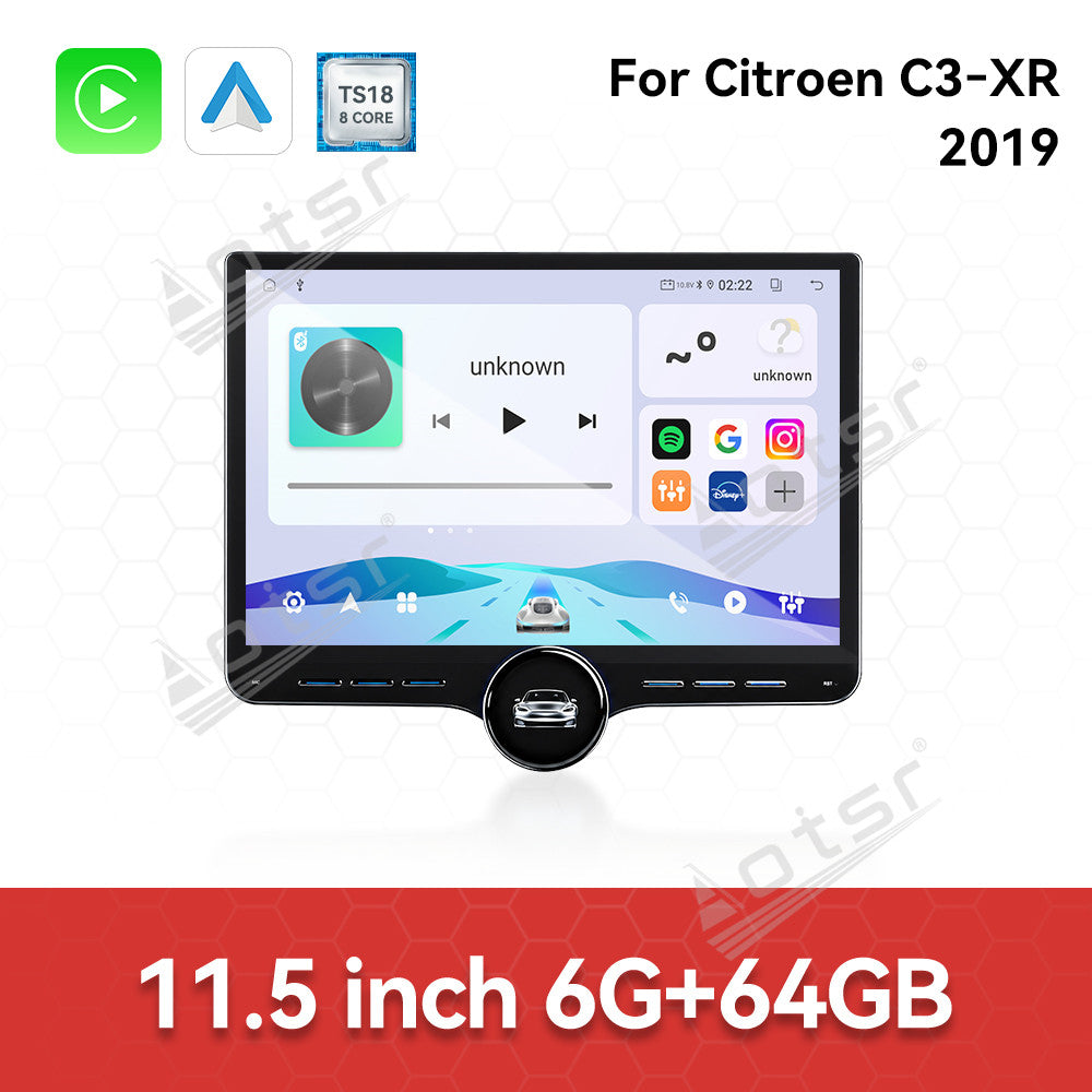 Aotsr 11.5 inch Android Car Radio for Citroen C3-XR 2019 display touchscreen, dual DIN car audio system