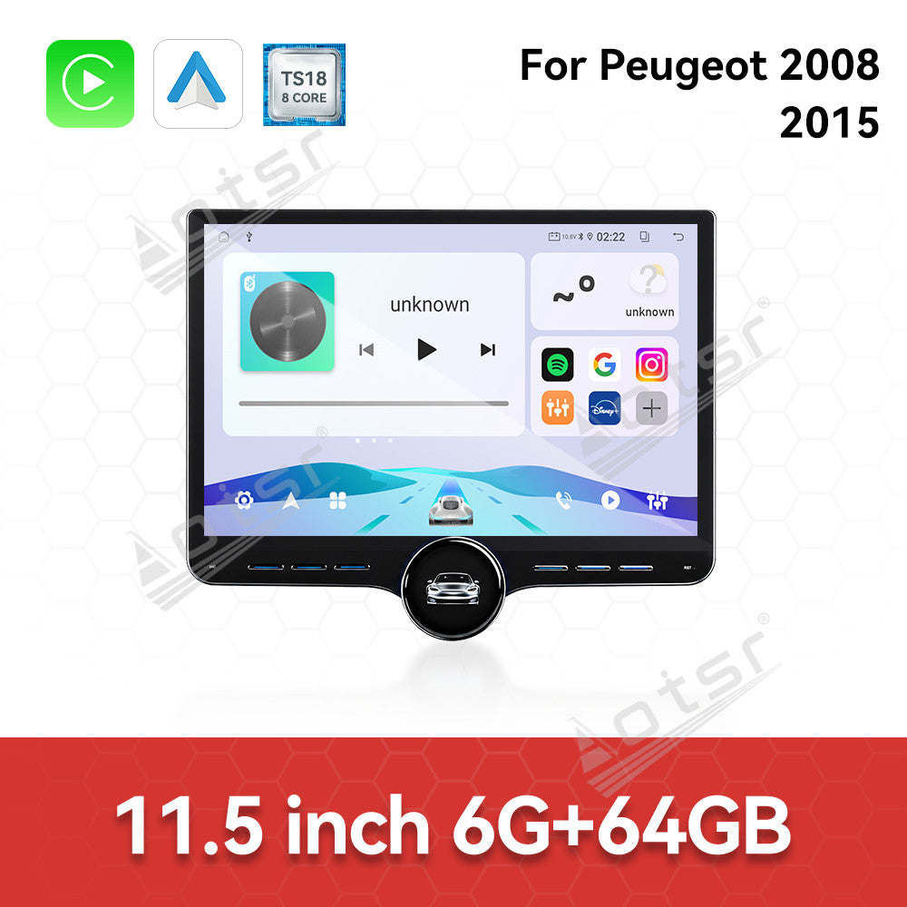 Aotsr 11.5 inch Android Car Radio for Peugeot 2008 2015 display touchscreen, dual DIN car audio system