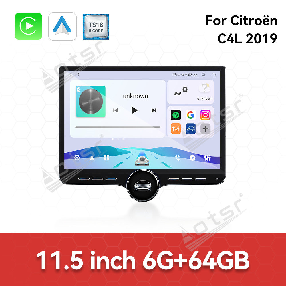 Aotsr 11.5 inch Android Car Radio for Citroen C4L 2019 display touchscreen, dual DIN car audio system