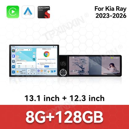 Aotsr Dual Screen 13.1 inch+12.3 inch Android 15 Carplay Car Radio for KIA Ray 2023-2026 Car GPS Navigation Multimedia