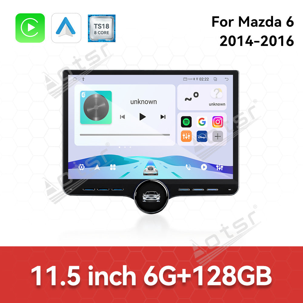 Aotsr 11.5 inch Android Car Radio For Mazda 6 2014-2016 display touchscreen, dual DIN car audio system