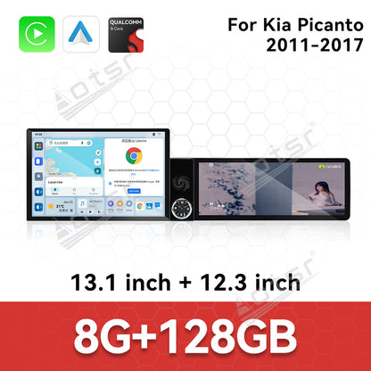 Aotsr Dual Screen 13.1 inch+12.3 inch Android 15 Carplay Car Radio for KIA Picanto 2011-2017 Car GPS Navigation Multimedia