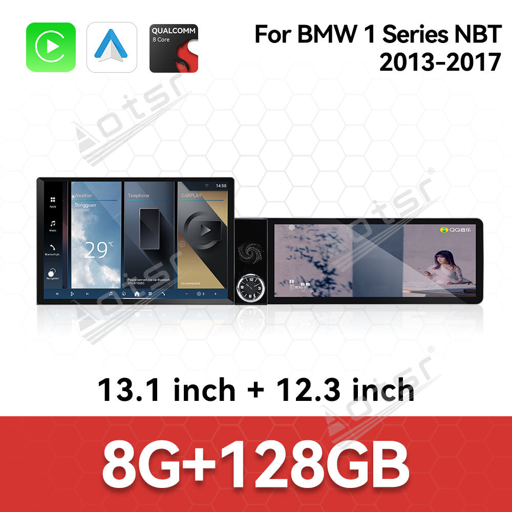 Aotsr Dual Screen 13.1 inch+12.3 inch Android 15 Carplay Car Radio for BMW 1 Series 2013-2017 Car GPS Navigation Multimedia