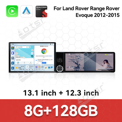 Aotsr Dual Screen 13.1 inch+12.3 inch Android 15 Carplay Car Radio for Land Rover Range Rover Evoque 2012-2015 Car GPS Navigation Multimedia