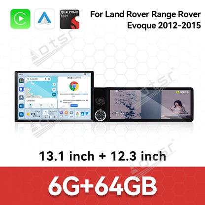 Aotsr Dual Screen 13.1 inch+12.3 inch Android 15 Carplay Car Radio for Land Rover Range Rover Executive 2003-2004 Car GPS Navigation Multimedia