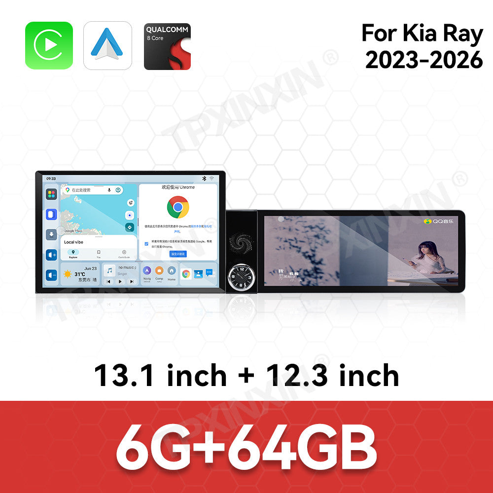 Aotsr Dual Screen 13.1 inch+12.3 inch Android 15 Carplay Car Radio for KIA Ray 2023-2026 Car GPS Navigation Multimedia