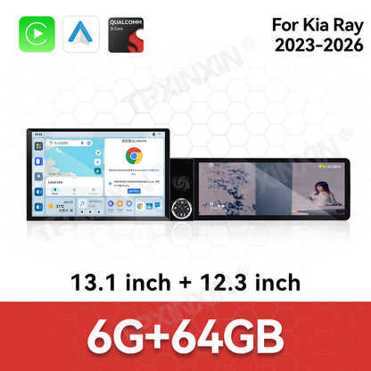 Aotsr Dual Screen 13.1 inch+12.3 inch Android 15 Carplay Car Radio for KIA Ray 2023-2026 Car GPS Navigation Multimedia