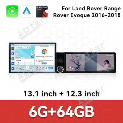 Aotsr Dual Screen 13.1 inch+12.3 inch Android 15 Carplay Car Radio for Land Rover Range Rover Evoque 2016-2018 Car GPS Navigation Multimedia
