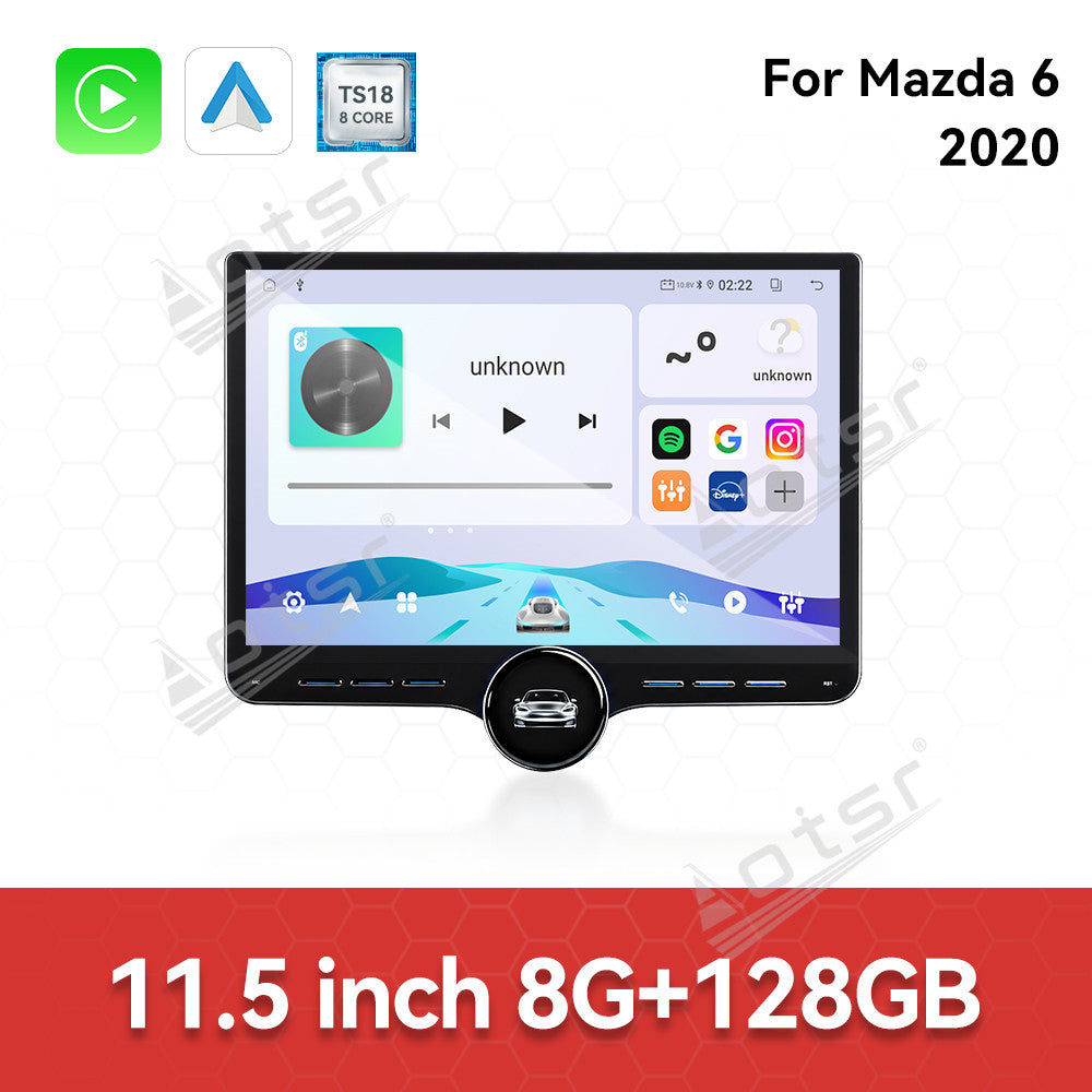 Aotsr 11.5 inch Android Car Radio For Mazda 6 2020 display touchscreen, dual DIN car audio system