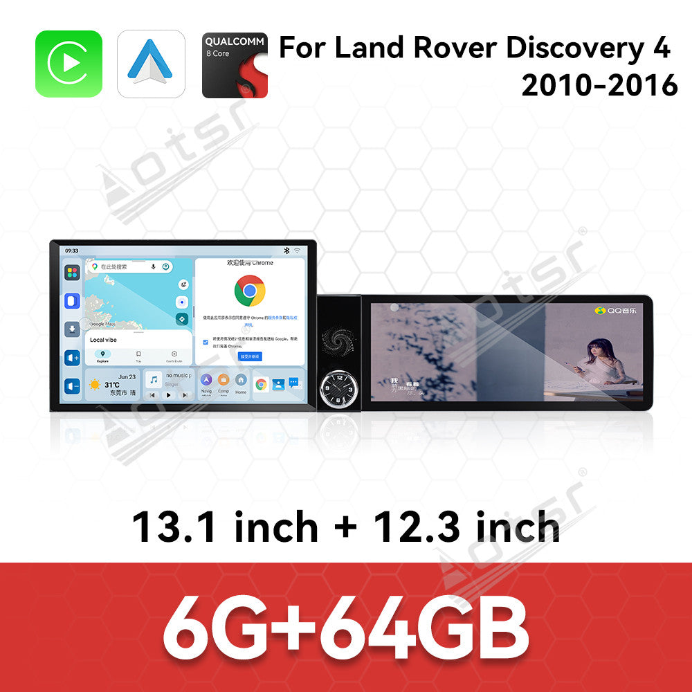 Aotsr Dual Screen 13.1 inch+12.3 inch Android 15 Carplay Car Radio for Land Rover Discovery 4 2010-2016 Car GPS Navigation Multimedia
