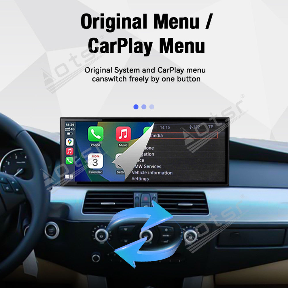 Aotsr 15.8 inch Linux Carplay Screen for BMW 5 Series E60 2003-2009 CIC IPS Touch Stereo Unit Multi Storage 4G DSP BT5.0 GPS