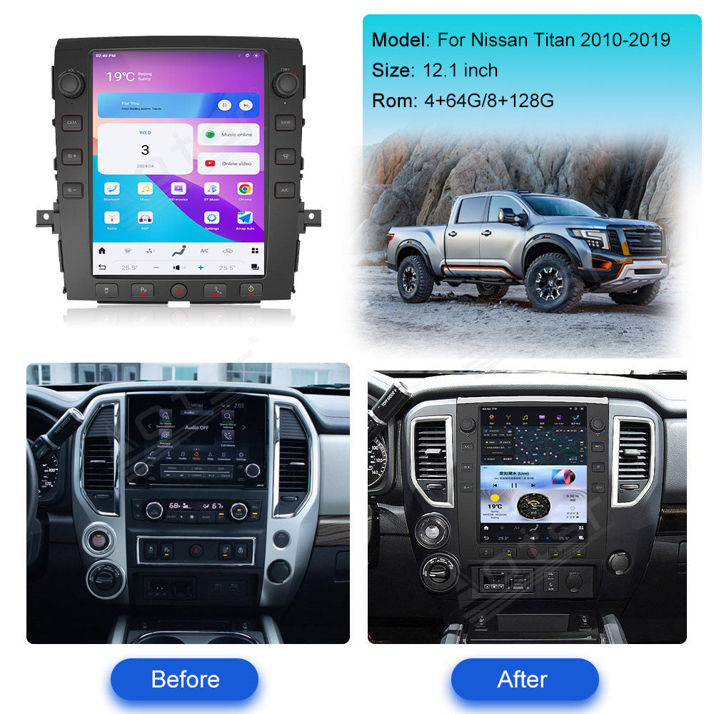 12.1 Inch Tesla Screen For  Nissan Titan 2010-2019 Android 13.0 Car Radio Player GPS Navi Auto Stereo Multimedia Video DSP Carplay 4G SIM