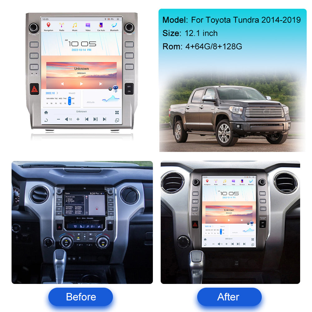 12.1 Inch Tesla Screen For Toyota Tundra 2014-2019 Android 13.0 Car Radio Player GPS Navi Auto Stereo Multimedia Video DSP Carplay 4G SIM