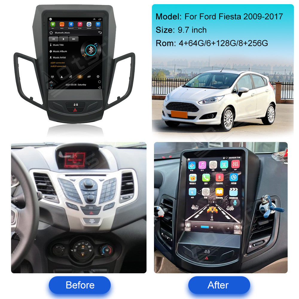 9.7 Inch Tesla Screen For Ford Fiesta  2009-2017 Android 13.0 Car Radio Player GPS Navi Auto Stereo Multimedia Video DSP Carplay 4G SIM