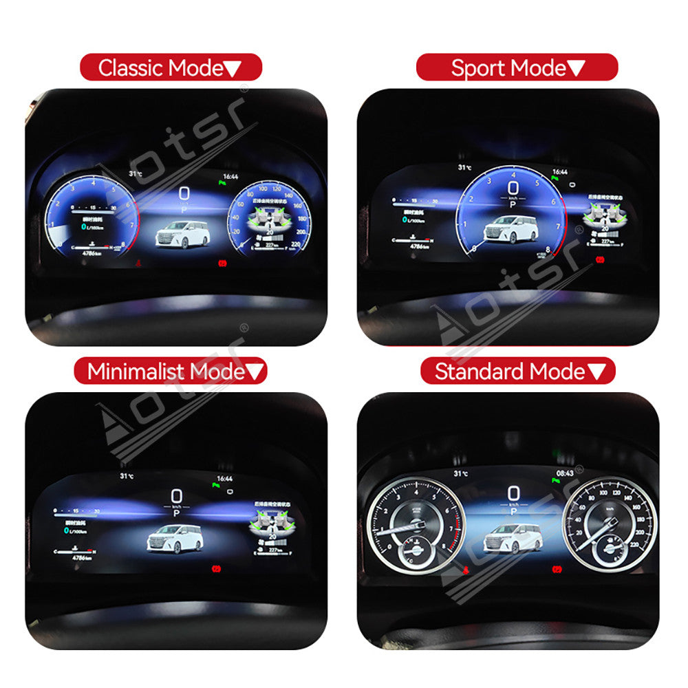 12.3 inch For TOYOTA Alphard 30 A30 Vellfire 2015-2022 Full LCD Digital Cluster Instrument Virtual Cockpit Dashboard Speedometer