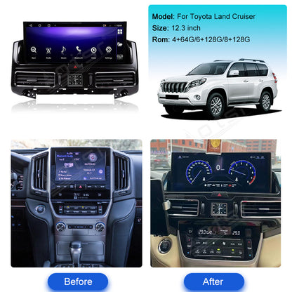 12.3 Inch Tesla Screen For Toyota Land Cruiser Android 13.0 Car Radio Player GPS Navi Auto Stereo Multimedia Video DSP Carplay 4G SIM