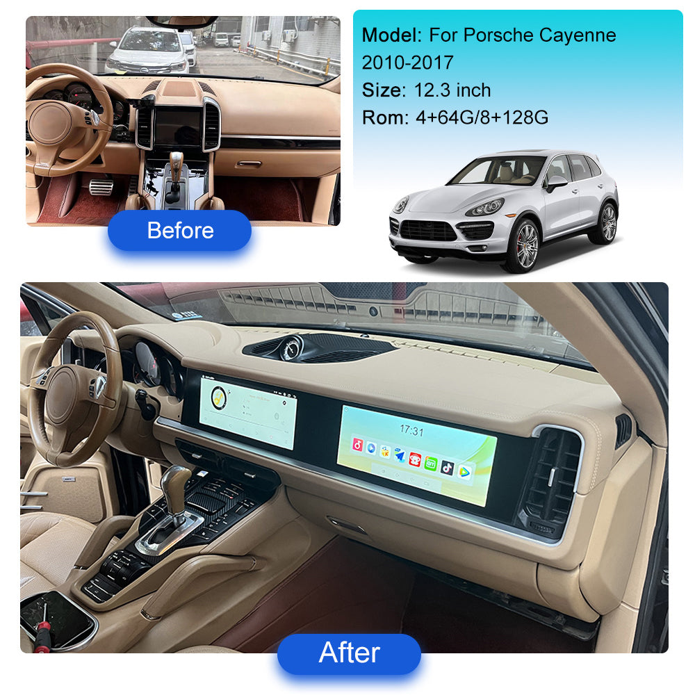 12.3 Inch Tesla Screen For Porsche Cayenne 2010-2017 Android 13.0 Car Radio Player GPS Navi Auto Stereo Multimedia Video DSP Carplay 4G SIM