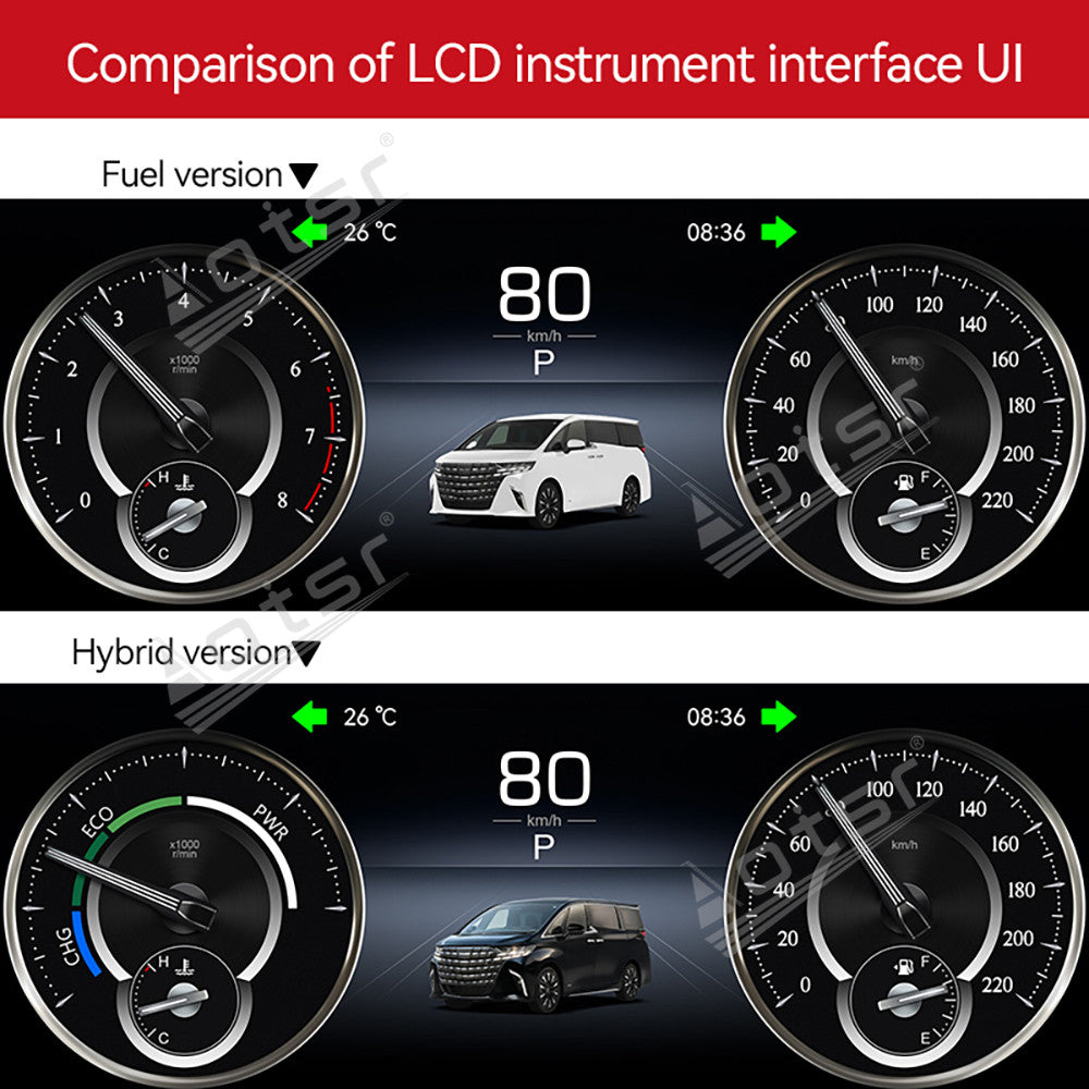 12.3 inch For TOYOTA Alphard 30 A30 Vellfire 2015-2022 Full LCD Digital Cluster Instrument Virtual Cockpit Dashboard Speedometer