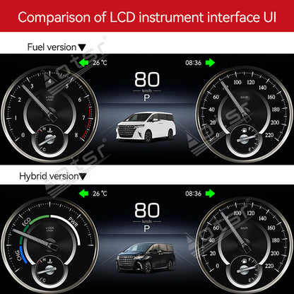 12.3 inch For TOYOTA Alphard 30 A30 Vellfire 2015-2022 Full LCD Digital Cluster Instrument Virtual Cockpit Dashboard Speedometer