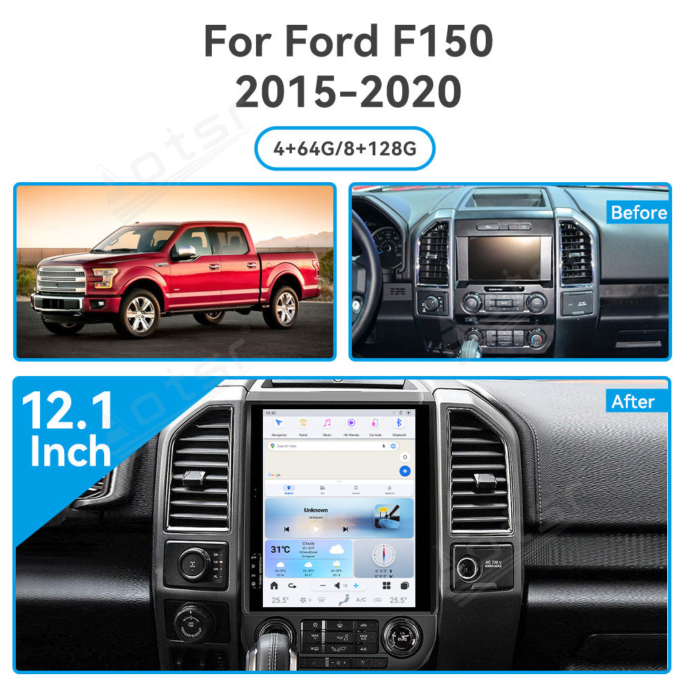 12.1 Inch Tesla Screen For Ford F150 2015-2020 Android 13.0 Car Radio Player GPS Navi Auto Stereo Multimedia Video DSP Carplay 4G SIM