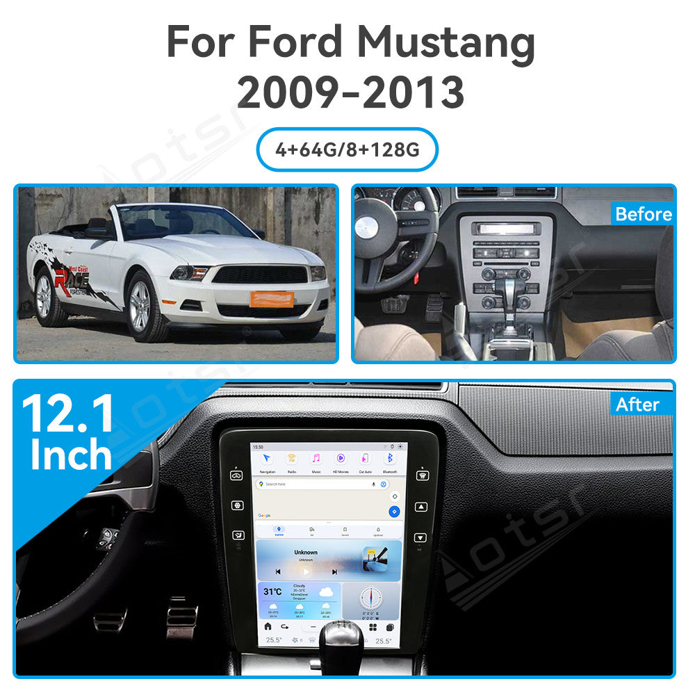 12.1 Inch Tesla Screen For  Ford Mustang  2009-2013 Android 13.0 Car Radio Player GPS Navi Auto Stereo Multimedia Video DSP Carplay 4G SIM