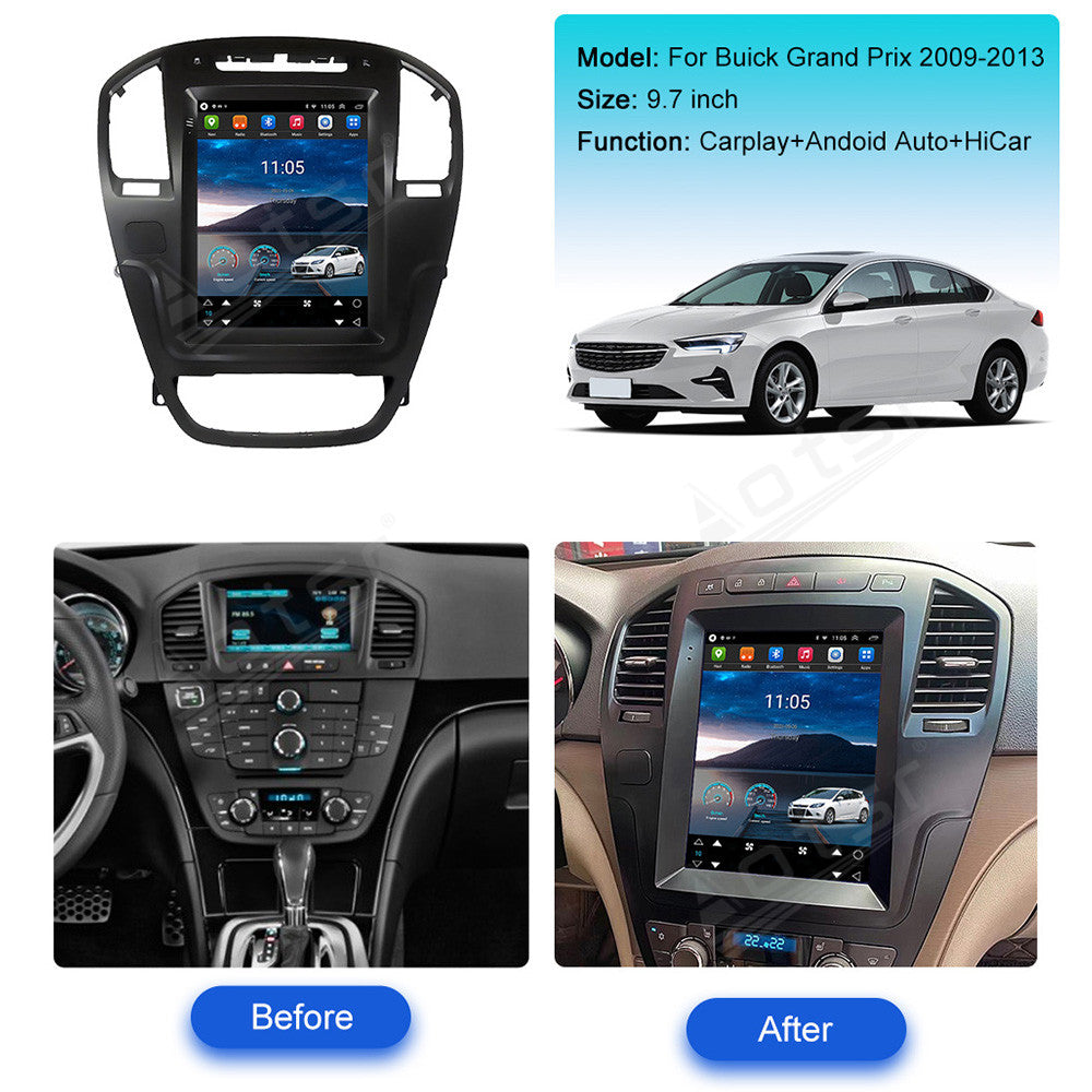 9.7 Inch Tesla Screen For  Buick Regal 2009-2013 Android 13.0 Car Radio Player GPS Navi Auto Stereo Multimedia Video DSP Carplay 4G SIM