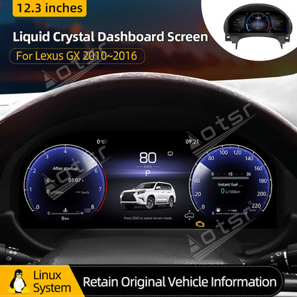 Aotsr 12.3 inch Digital Dashboard Panel For Lexus GX400 GX460 2010-2016 Virtual Cockpit Speedometer Cluster Odometer Gauge Instrument