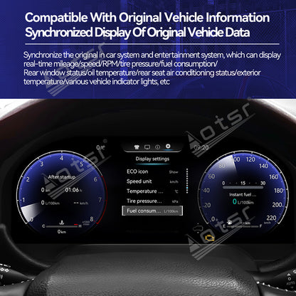 Aotsr 12.3 inch Digital Dashboard Panel For Lexus GX400 GX460 2010-2016 Virtual Cockpit Speedometer Cluster Odometer Gauge Instrument