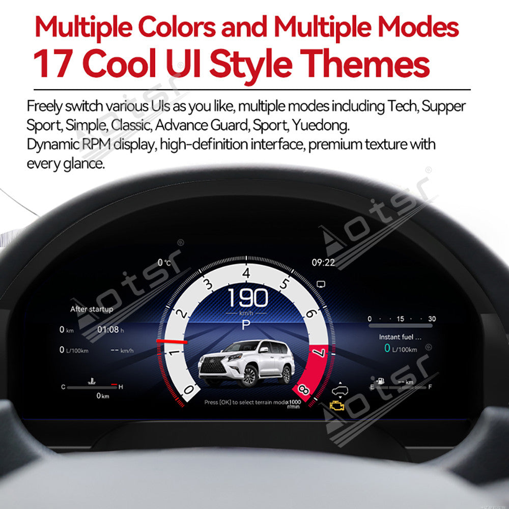 Aotsr 12.3 inch Digital Dashboard Panel For Lexus GX400 GX460 2010-2016 Virtual Cockpit Speedometer Cluster Odometer Gauge Instrument