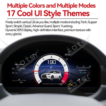 Aotsr 12.3 inch Digital Dashboard Panel For Lexus GX400 GX460 2010-2016 Virtual Cockpit Speedometer Cluster Odometer Gauge Instrument