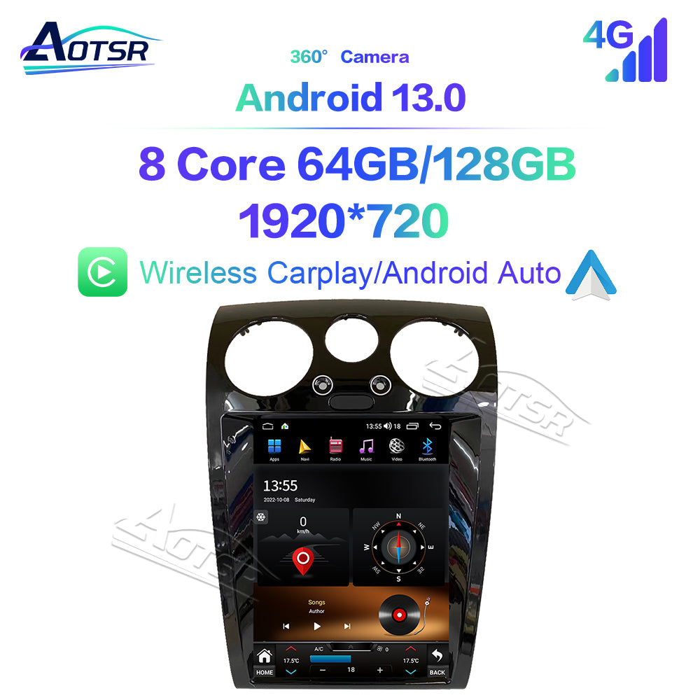 8+256GB Tesla Style Screen Android 11.0 Car Multimedia Player For Bentley 2004-2019 GPS navigation Audio Radio stereo head unit